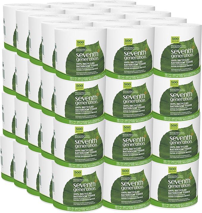 Seventh Generation White Toilet Paper 2-ply 100% Recycled Paper, 500 sheets, Pack of 60 - ModernBath