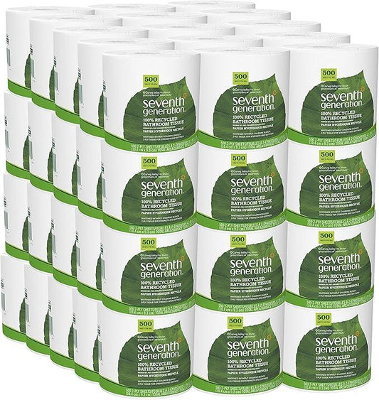 Seventh Generation White Toilet Paper 2-ply 100% Recycled Paper, 500 sheets, Pack of 60 - ModernBath