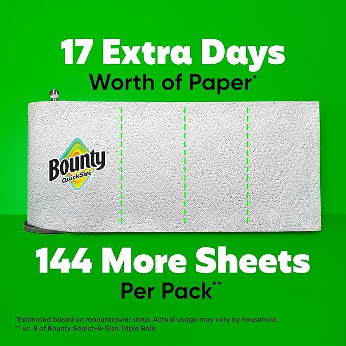 Bounty Quick-Size Paper Towels, White, 8 Family Triple Rolls = 27 Regular Rolls - ModernBath