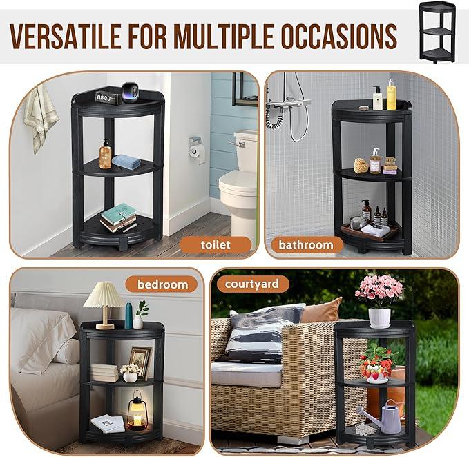 FRUITEAM Corner Shower Shelves for Bathroom, HDPE Waterproof Shower Shelf for Inside Shower, 3-Tier Free-Standing Shower Organizer, Space Saving Corner Storage for Toiletries, Bath Accessories - ModernBath