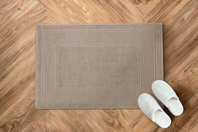 Avalon Towels Beige Bath Mat - 100% Cotton Set of 2 Absorbent Bathmat - Bathroom Mats Quick Dry Bath Mats for Bathrooms (22x34 Inches) - ModernBath