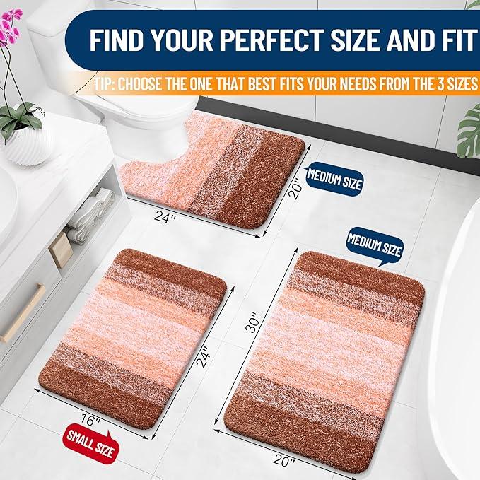 OLANLY Bathroom Rugs Mat 30x20, Extra Soft Absorbent Microfiber Bath Rugs, Rubber Backing, Quick Dry, Machine Washable Bath Mats for Bathroom Floor, Tub and Shower, Home Decor Accessories, Orange - ModernBath