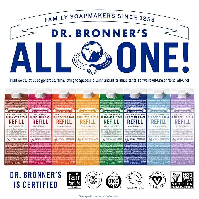 Dr. Bronner's Magic Soap-Pure-Castile Liquid Refill (Lavender, 32 ounce, 2-Pack) - Made with Regenerative Organic Certified Oils, For Body, Hair, Laundry, Pets & Dishes, Concentrated, Vegan, Non-GMO - ModernBath