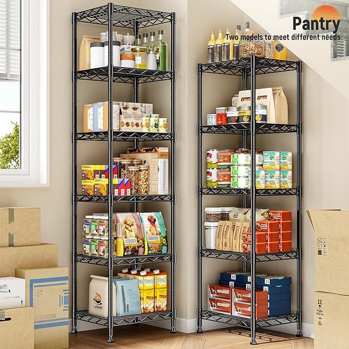 6 Wire Shelving Metal Shelves Storage Rack:Adjustable Storage Shelves Standing Shelf Units and Narrow Shelf for Laundry Bathroom Kitchen Pantry Closet Office 15.8" w*11.8" D*63" H - ModernBath