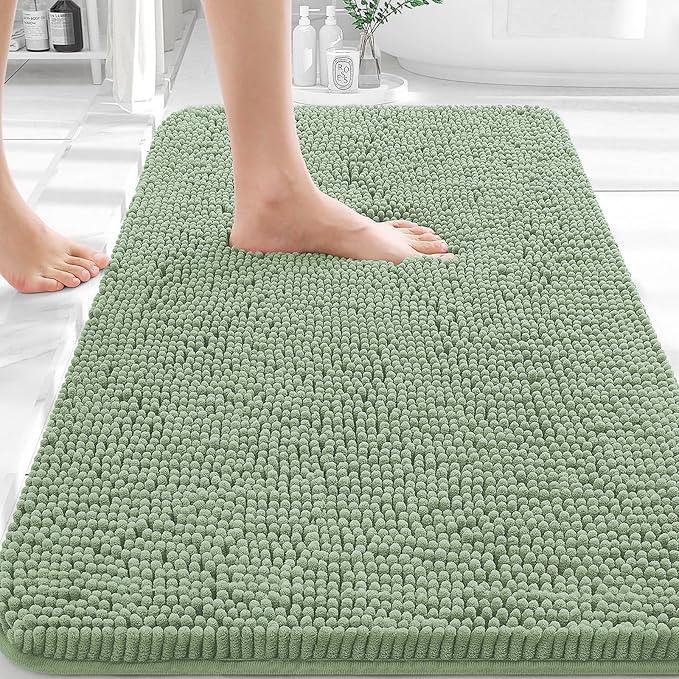 OLANLY Bathroom Rugs 30x20, Extra Soft Absorbent Chenille Bath Rugs, Rubber Backing Quick Dry, Machine Washable Bath Mats for Bathroom Floor, Tub and Shower, Home Decor Accessories, Sage Green - ModernBath