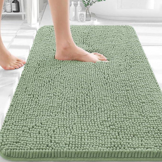 OLANLY Bathroom Rugs 30x20, Extra Soft Absorbent Chenille Bath Rugs, Rubber Backing Quick Dry, Machine Washable Bath Mats for Bathroom Floor, Tub and Shower, Home Decor Accessories, Sage Green - ModernBath
