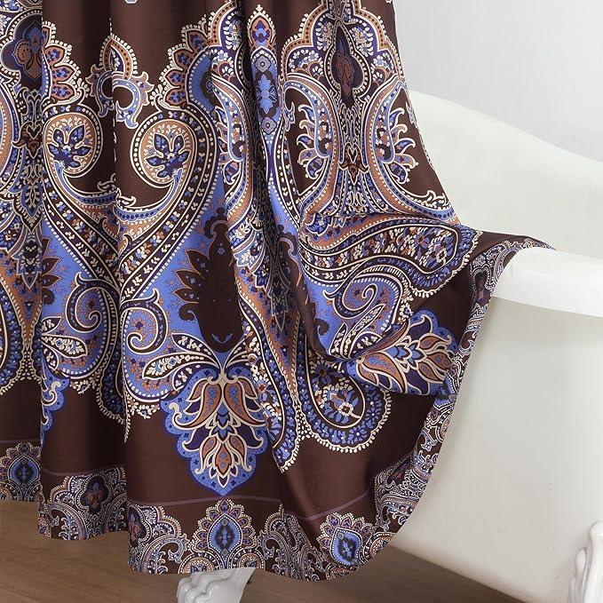 BESTRIPES Boho Shower Curtain 78 Inches Long, Brown and Blue Bohemian Paisley Pattern Fabric Shower Curtains for Bathroom, Decorative Waterproof Bathroom Curtains, 72" W x 78" H - ModernBath