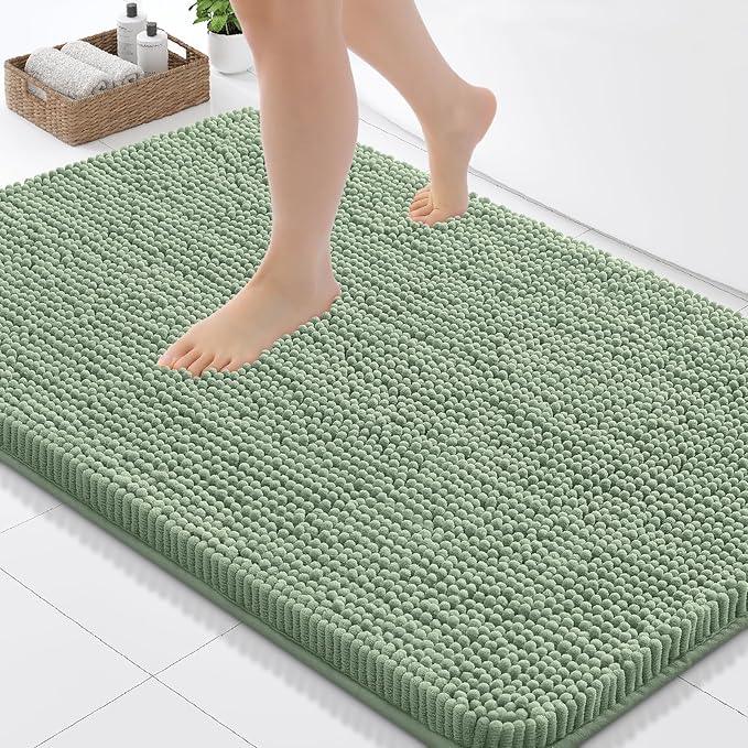 Arotive Bathroom Toilet Rugs U Shaped 24x24, Extra Soft Absorbent Shaggy Chenille Contour Bath Rugs for Toilet, Machine Washable Non-Slip Contoured Bath Mats, Sage Green - ModernBath
