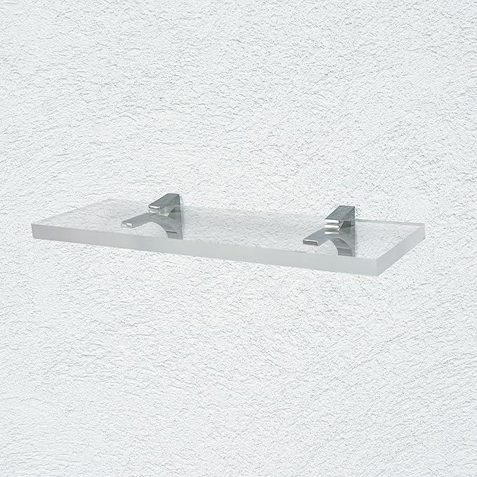 Clear Acrylic Shelves 11.5 inches, 3/4" Thick Transparent Wall Mounted Floating Shelves for Bedroom, Living Room, Bathroom, Kitchen -‎ with Screws and Chrome Finish Brackets, Pack of 2 - ModernBath