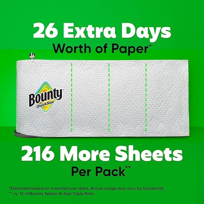 Bounty Quick-Size Paper Towels, White, 12 Family Triple Rolls = 40 Regular Rolls - ModernBath