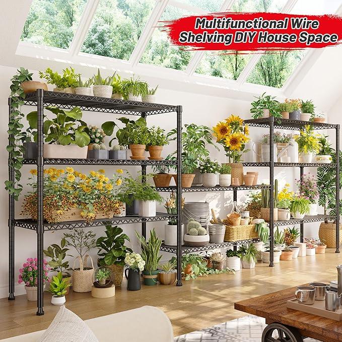 REIBII Wire Shelving Storage Shelves Metal Shelves Heavy Duty Shelving Adjustable Garage Storage Wire Shelf Pantry Shelves for Bedroom Kitchen Rack 35.5''W x 14''D x 59''H - ModernBath