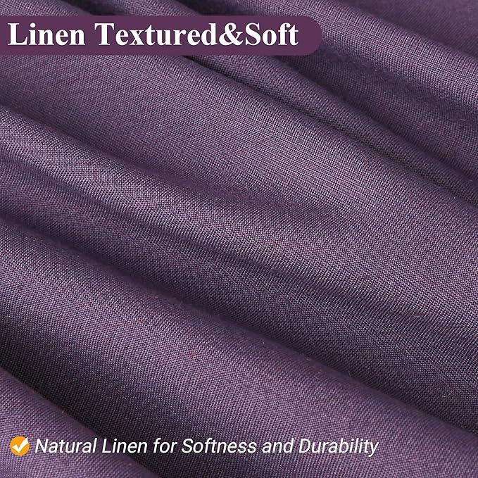Naturoom Purple 48 Inch Shower Curtain - Stall Narrow Half Linen Ultra Thick Fabric Shower Curtain Set with Hooks, Boho Farmhouse Rustic RV Camper Bath Curtains for Bathroom, 48x72 - ModernBath