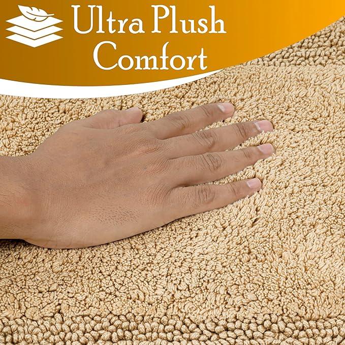 C23 Luxury Bathroom Rugs, Bath Mat - 20"x32" & 16"x24", 2200 GSM Tufted Cotton Bathroom Mat, Ultra-Absorbent Quick Dry Heavyweight Non-Slip Bathmat, Thick Soft Plush Machine Washable Bath Rug - 2 Pack - ModernBath