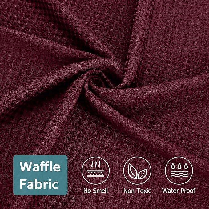 Vipfree 3 in 1 Shower Curtain Set, Waffle Shower Curtain and Liner Set with 12 Double Sided Shower Curtain Hooks, 258GSM Luxury Weighted Cloth Shower Curtains for Bathroom, 72 W x 72 H, Burgundy - ModernBath