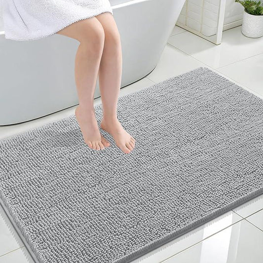OLANLY Bathroom Rugs 44x32, Extra Soft Absorbent Chenille Bath Rugs, Rubber Backing Quick Dry, Machine Washable Bath Mats for Bathroom Floor, Tub and Shower, Home Decor Accessories, Light Grey - ModernBath