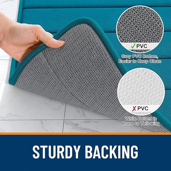 OLANLY Memory Foam Bath Mat 30x20, Super Soft Absorbent Bathroom Rugs, Quick Dry, Machine Washable Shower Floor Rugs, Bathmat Carpet, Bathroom Home Decor Accessories, Peacock Blue - ModernBath
