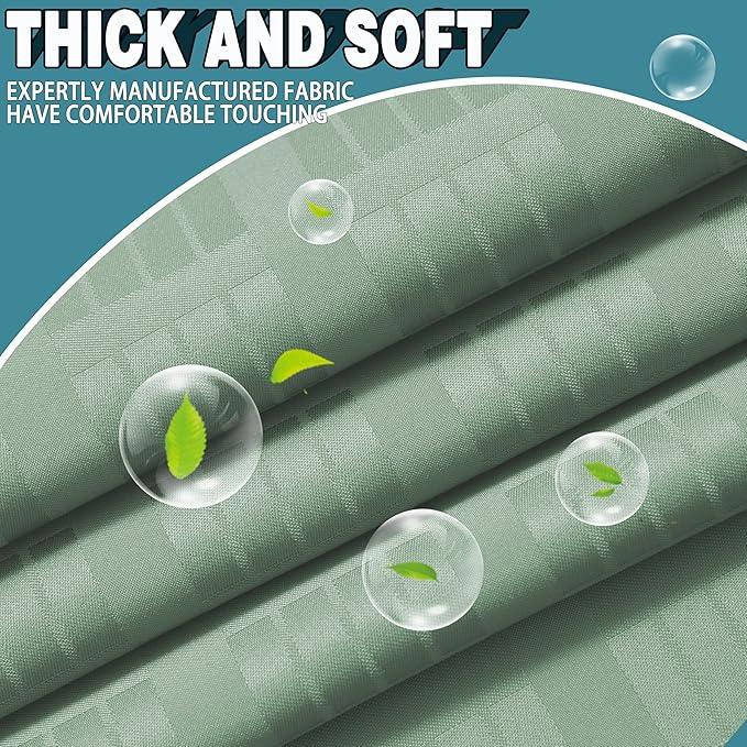 Conbo Mio Extra Long No Hook Sage Green Shower Curtain with Snap in Liner Set, Hotel Luxury Shower Curtains for Bathroom with See Through Top Window, Waterproof, Washable 71W x 84H - ModernBath