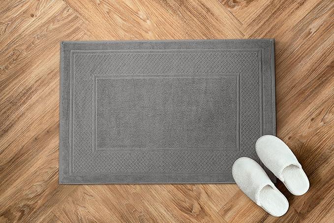 Avalon Towels Grey Bath Mat - 100% Cotton Set of 2 Absorbent Bathmat - Bathroom Mats Quick Dry Bath Mats for Bathrooms (22x34 Inches) - ModernBath