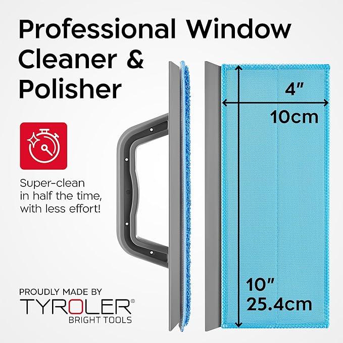 Tyroler Silicone Shower Squeegee for Glass Doors - 10" | 2 Microfiber Scrub & Polish Cloths | Multi-Surface Wiper | Perfect Window Squeegee for Home | Squeegee for Shower Glass | Shower Door Squeegee - ModernBath