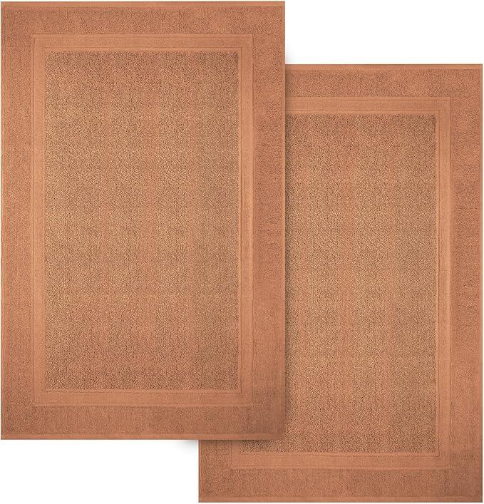 Infinitee Xclusives Premium Cotton Bath Mats for Bathroom – Pack of 2 | 34x22 Inches | Ultra Soft, Super Absorbent, Non-Slip, Machine Washable Mats (Cosmic Sand) - ModernBath
