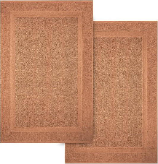 Infinitee Xclusives Premium Cotton Bath Mats for Bathroom – Pack of 2 | 34x22 Inches | Ultra Soft, Super Absorbent, Non-Slip, Machine Washable Mats (Cosmic Sand) - ModernBath