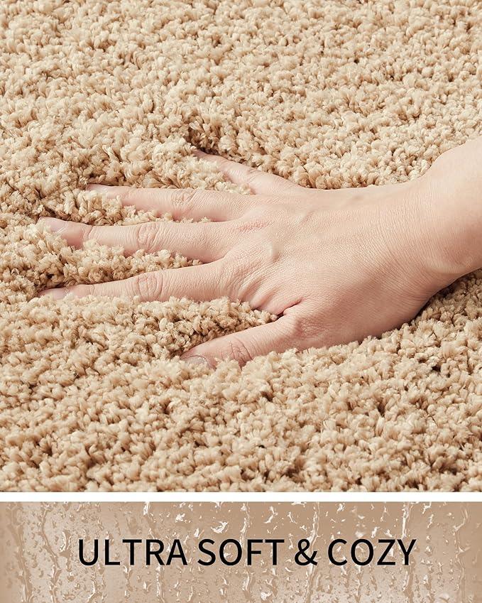 Ruggnovea Bathroom Rugs Non Slip Washable 59x24, Ultra Soft Thick Shaggy Absorbent Bath Mats, High Density Foam Latex Non Slip Backing Bath Rugs, Microfiber Bath Mats for Bathroom Floor&Sink,Beige - ModernBath