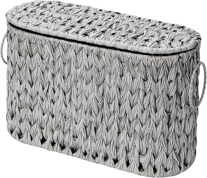 GRANNY SAYS Toilet Paper Storage Basket with Handle, Durable Toilet Paper Holder, Waterproof Bathroom Organizers and Storage, Wicker Basket for Bathroom Storage, Grey - ModernBath