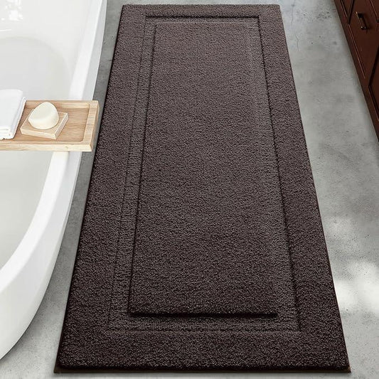 LUMI Extra Large Ultra Soft Bathroom Rugs Non Slip with Rubber Backing, Absorbent Washable Bath Mat Quick Dry, Upgraded Premium Microfiber Plush Carpet for Bathtub and Shower Floor, Brown, 24x60 - ModernBath