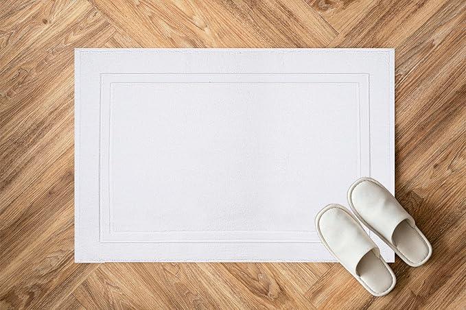 Infinitee Xclusives Premium Cotton Bath Mats for Bathroom – Pack of 2 | 34x22 Inches | Ultra Soft, Super Absorbent, Non-Slip, Machine Washable Mats (White) [Not a Rug] - ModernBath
