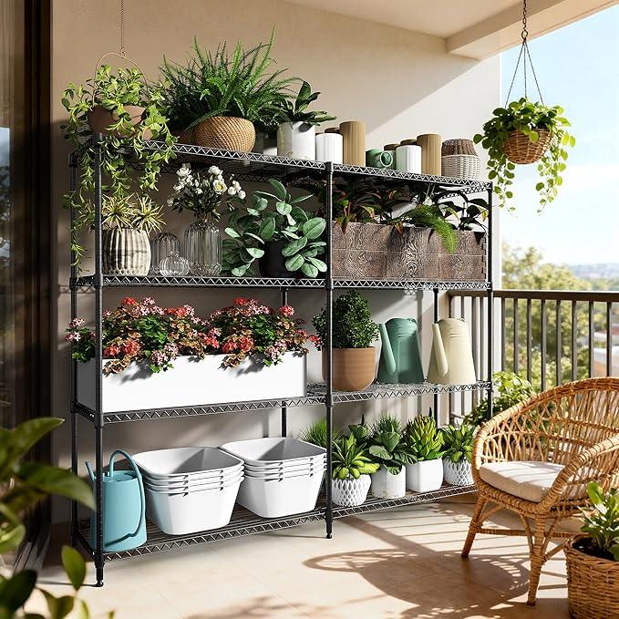 4 Tiers Storage Shelves Load 1200LBS, Metal Shelving Wire Metal Shelving Unit Shelves for Storage Adjustable Garage Shelving for Pantry Kitchen Garage Black 15.8" D x 33.5" W x 59.5" H - ModernBath