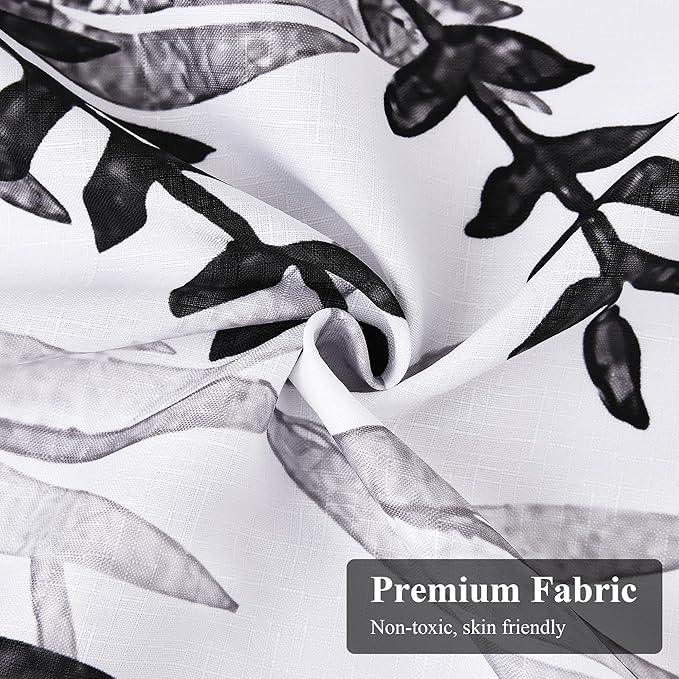 BOODII Black Plant Watercolor Shower Curtains 72 inches Long Floral Leaf Shower Curtain for Bathroom Botanical Leaves Black Eucalyptus Curtain Jungle Bathroom Decor 72x72 - ModernBath