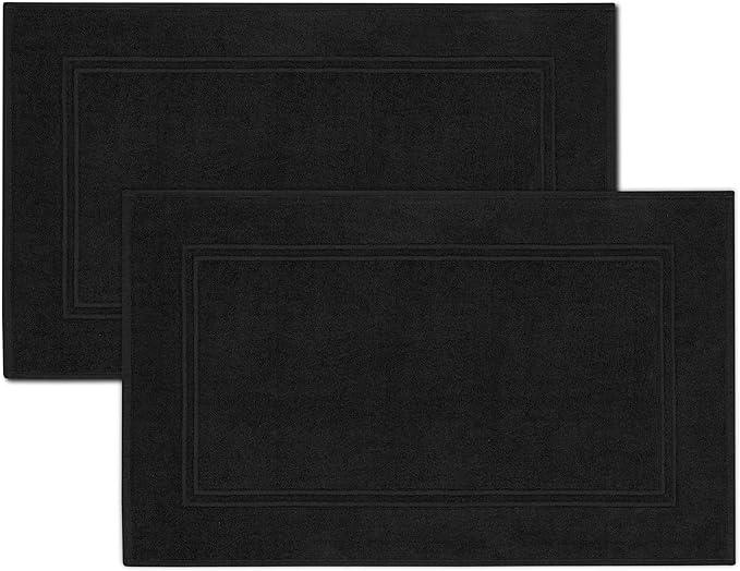 Tens Towels Pack of 2 Bath Mats 100% Cotton, 20 x 32 Inches, Super Absorbent, Hotel Quality Premium Floor Towels, Luxurious, Soft & Quick Dry, Not a Bathroom Rug, Black - ModernBath