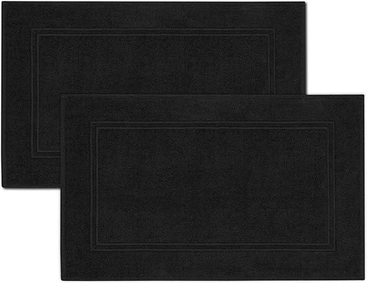 Tens Towels Pack of 2 Bath Mats 100% Cotton, 20 x 32 Inches, Super Absorbent, Hotel Quality Premium Floor Towels, Luxurious, Soft & Quick Dry, Not a Bathroom Rug, Black - ModernBath