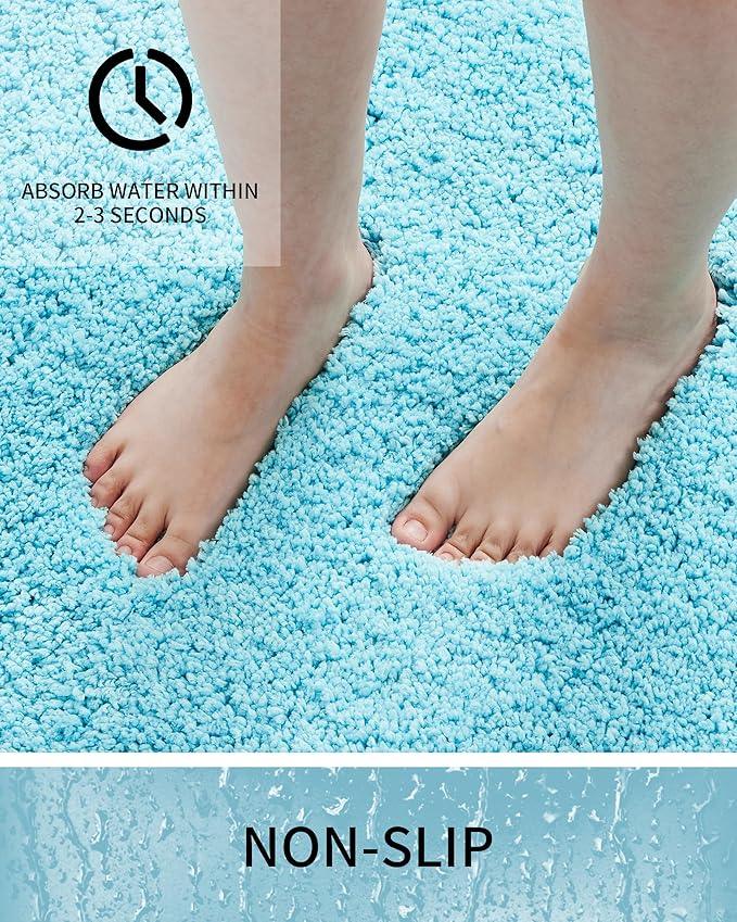 Ruggnovea Bathroom Rugs Non Slip Washable 48x24, Ultra Soft Thick Shaggy Absorbent Bath Mats, High Density Foam Latex Non Slip Backing Bath Rugs, Microfiber Bath Mats for Bathroom Floor&Sink,Teal - ModernBath