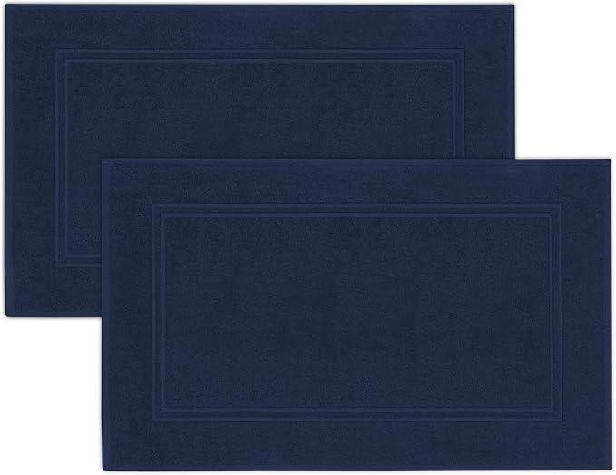 Tens Towels Pack of 2 Bath Mats 100% Cotton, 20 x 32 Inches, Super Absorbent, Hotel Quality Premium Floor Towels, Luxurious, Soft & Quick Dry, Not a Bathroom Rug, Navy - ModernBath