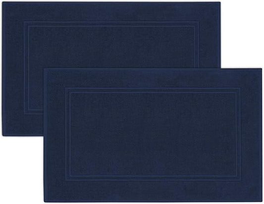 Tens Towels Pack of 2 Bath Mats 100% Cotton, 20 x 32 Inches, Super Absorbent, Hotel Quality Premium Floor Towels, Luxurious, Soft & Quick Dry, Not a Bathroom Rug, Navy - ModernBath