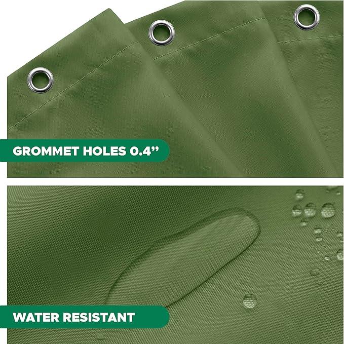 Biscaynebay Hotel Quality Extra Long Fabric Shower Liners 72" Width by 84" Length, Sage Water Resistant Bathroom Curtains Rust Resistant Grommets & Weighted Bottom Hem Machine Washable - ModernBath