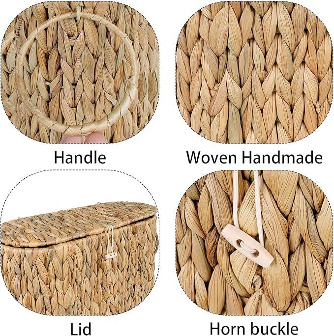 efluky Toilet Paper Storage Basket, Water Hyacinth Slim Toilet Paper Holder with Lid- Holds Up to 9 Mega Rolls, Home Bathroom Decor Organizer - ModernBath