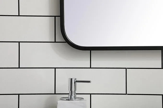 ARS Concepts Aura, Soft Corner Metal Rectangular Mirror 22X30 Inch in, Modern, Black - ModernBath