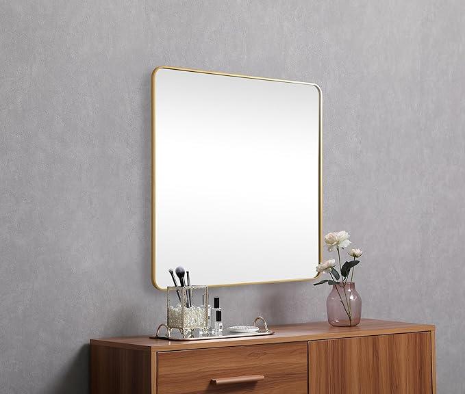 ARS Concepts Aura, Soft Corner Metal Square Mirror 48X48 Inch in, Modern, Brass - ModernBath