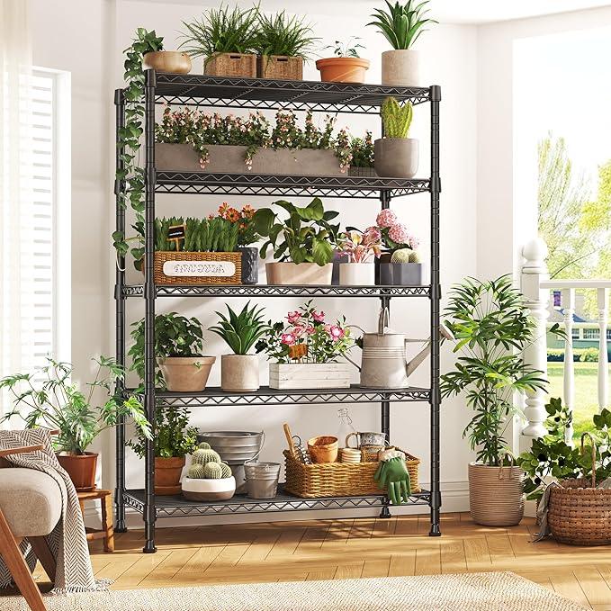 REIBII Storage Shelves, 5-Tire Wire Shelving Load 1000LBS Metal Shelves for Storage Adjustable Garage Shelving Unit Wire Shelf Rack Kitchen Storage Rack Pantry Shelves 31.5''W x 15.7'' D x 71''H - ModernBath