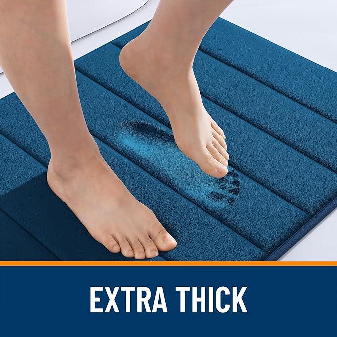 OLANLY Memory Foam Bath Mat 44x24, Super Soft Absorbent Bathroom Rugs, Quick Dry, Machine Washable Shower Floor Rugs, Bathmat Carpet, Bathroom Home Decor Accessories, Navy Blue - ModernBath