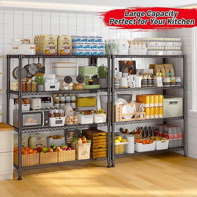 REIBII Wire Shelving Storage Shelves Metal Shelves Heavy Duty Shelving Adjustable Garage Storage Wire Shelf Pantry Shelves for Bedroom Kitchen Rack 35.5''W x 14''D x 59''H - ModernBath