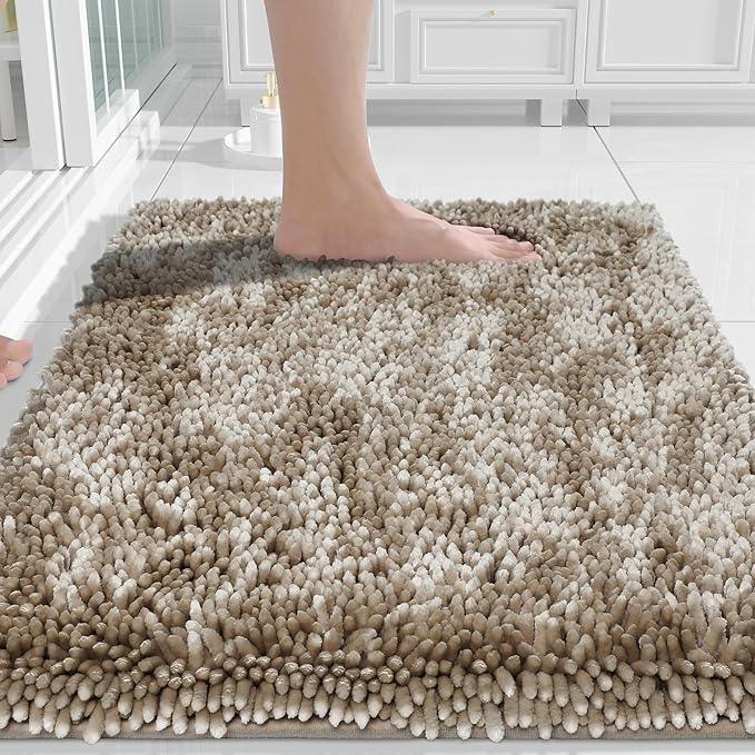 Yimobra Chenille Bathroom Rugs Non Slip, Extra Thick Soft Absorbent Bath Rug, Machine Washable Quick Dry Bath Mat for Bathroom Floor, Tub and Shower, Home Decor Accessories, 24x17, Camel - ModernBath