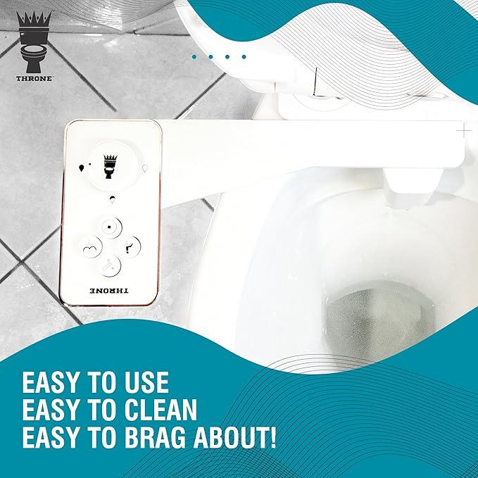 Throne Bidet Attachment for Toilet – USA Patented - Non-Electric Self Cleaning Cold Water Sprayer Double Nozzle (Frontal & Rear Wash) Bidet Toilet Seat Attachment, Easy Install (White) - ModernBath