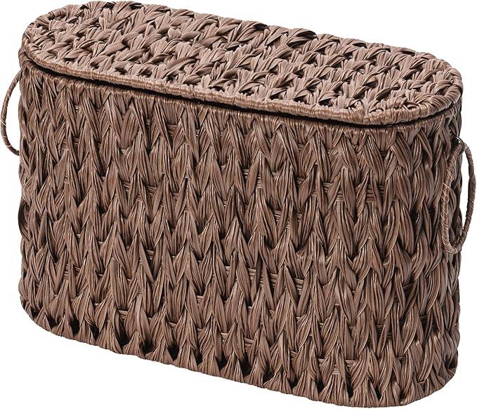GRANNY SAYS Toilet Paper Storage Basket with Lid, Woven Toilet Paper Holder, Waterproof Bathroom Organizers and Storage, Wicker Basket for Bathroom Storage, Brown - ModernBath