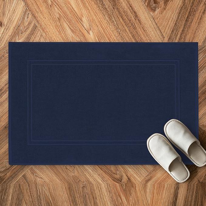 Tens Towels Pack of 2 Bath Mats 100% Cotton, 20 x 32 Inches, Super Absorbent, Hotel Quality Premium Floor Towels, Luxurious, Soft & Quick Dry, Not a Bathroom Rug, Navy - ModernBath