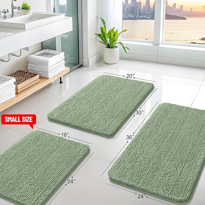 Arotive Bathroom Toilet Rugs U Shaped 24x20, Extra Soft Absorbent Shaggy Chenille Contour Bath Rugs for Toilet, Machine Washable Non-Slip Contoured Bath Mats, Sage Green - ModernBath