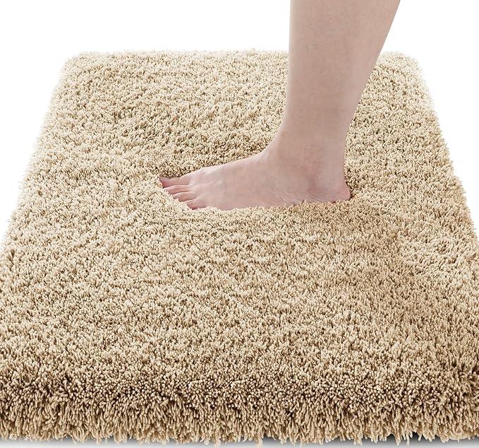 Yimobra Bath Rugs for Bathroom 44x24, Ultra Soft and Water Absorbent Bath Mats, Non Slip Plush Shower Mat Outside, Microfiber Thick Matts for Bathroom Floor/Tub, Machine Washable, Pure Beige - ModernBath