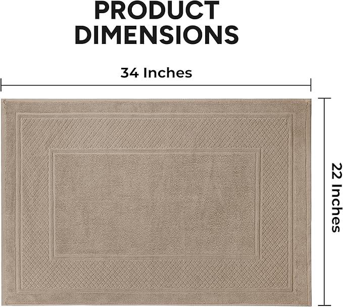 Avalon Towels Beige Bath Mat - 100% Cotton Set of 2 Absorbent Bathmat - Bathroom Mats Quick Dry Bath Mats for Bathrooms (22x34 Inches) - ModernBath